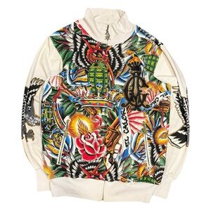 Y2K Rare Christian Audigier Ed Hardy Luxury AOP Crewneck